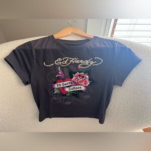 Ed Hardy Dark Gray Tee with Graphic